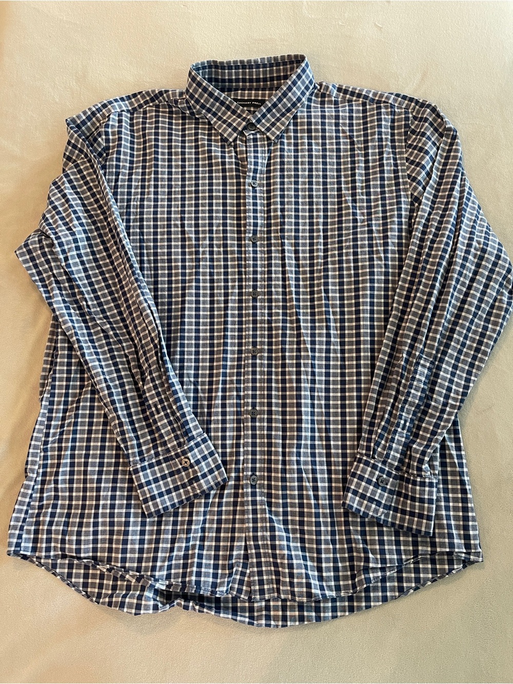 Zachary Prell Navy and White Plaid Button-Down Shirt